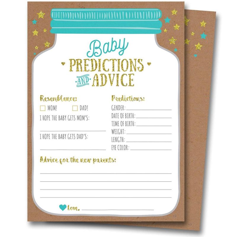 50 Mason Jar Gender Neutral Baby Shower Prediction Advice Cards