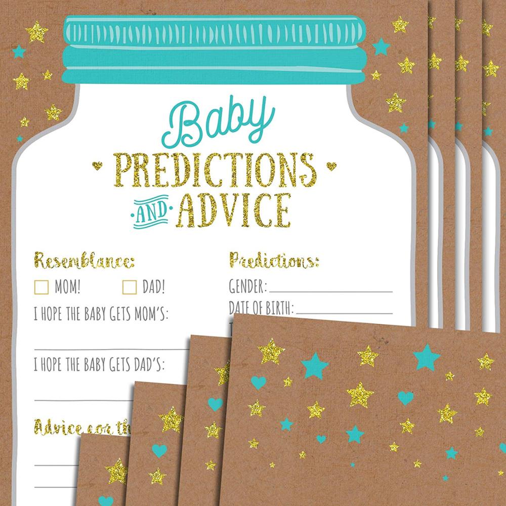 50 Mason Jar Gender Neutral Baby Shower Prediction Advice Cards