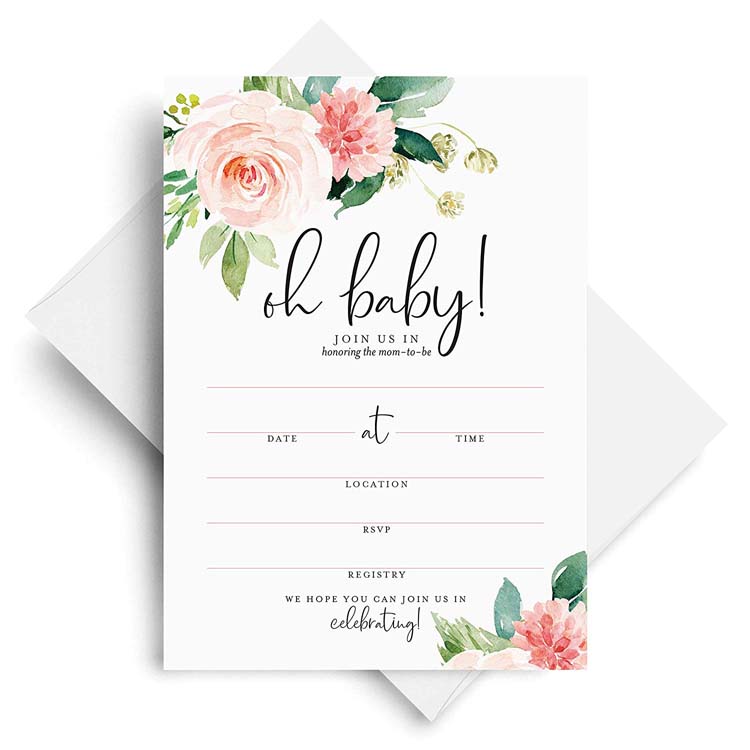 Custom 57 Inch Baby Shower Invitations with Envelopes