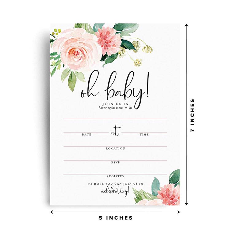 Custom 57 Inch Baby Shower Invitations with Envelopes