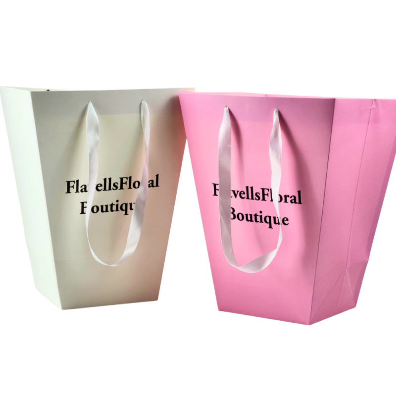 Custom Flower Carry Gift Trapezoidal Paper Bag
