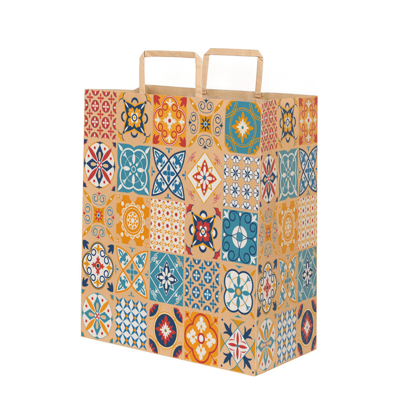 Custom Kraft Paper Bag with Flat Handle