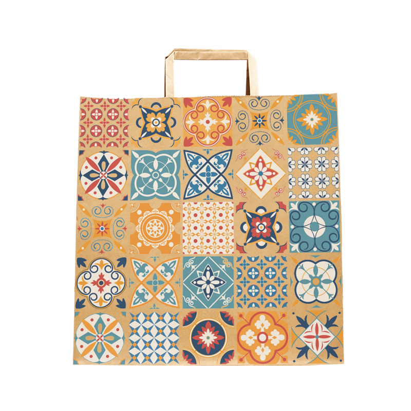 Custom Kraft Paper Bag with Flat Handle