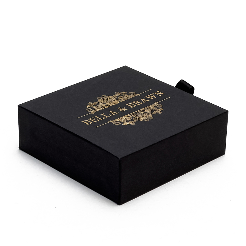 Custom Logo Black Cardboard Drawer Jewelry Packaging Box
