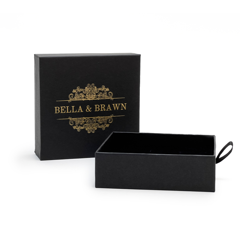 Custom Logo Black Cardboard Drawer Jewelry Packaging Box
