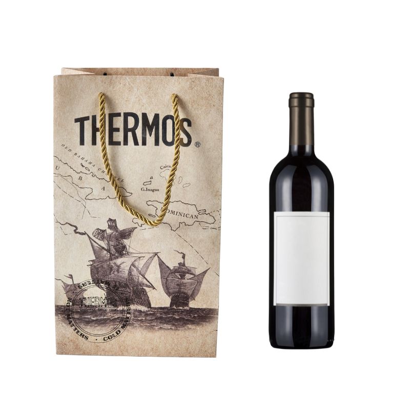 Custom Logo Foil Stamping Paper Bag for Wine Bottles