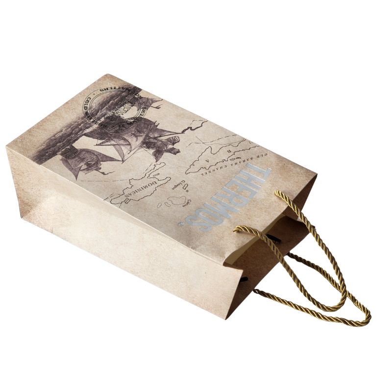 Custom Logo Foil Stamping Paper Bag for Wine Bottles