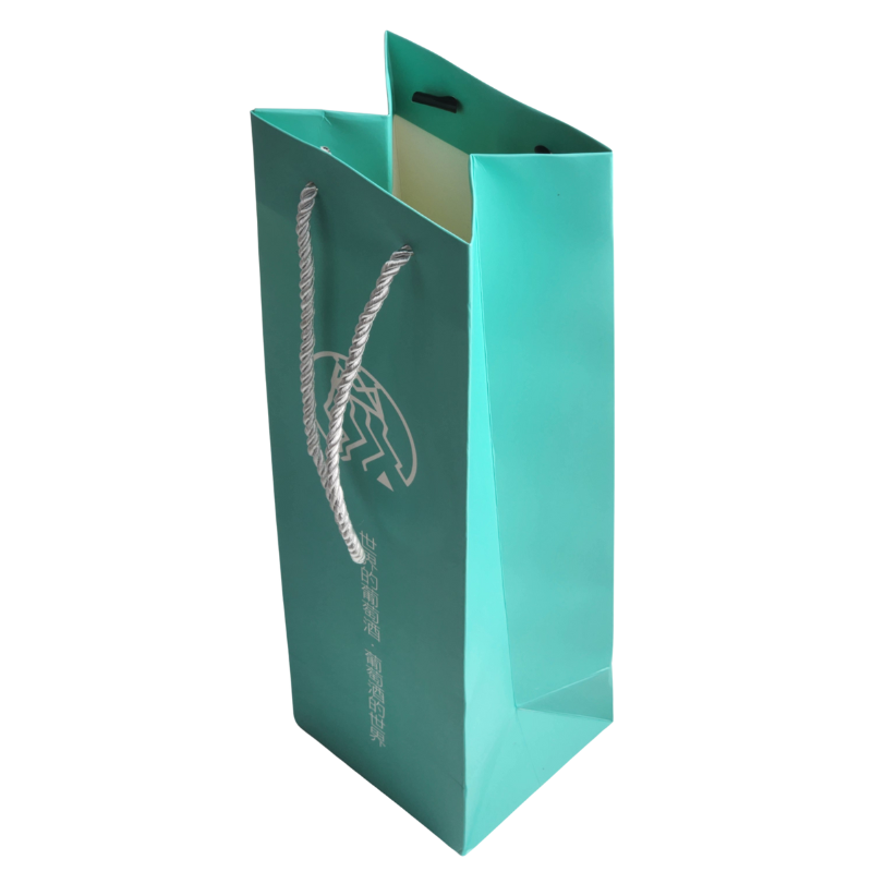 Custom Logo Paper Blue Shopping Gift Wine Bag