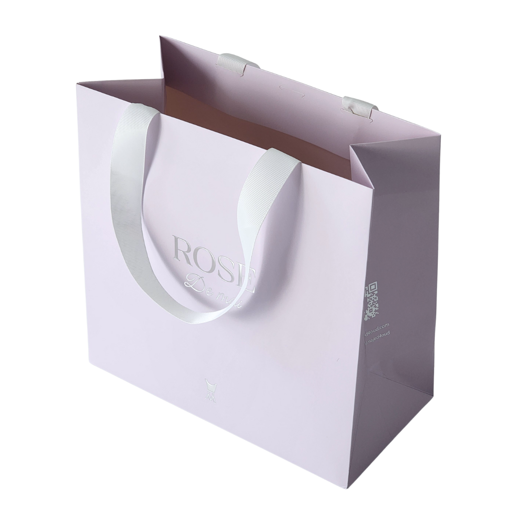 Custom Luxury Silver Stamping Logo Paper Shopping Bag