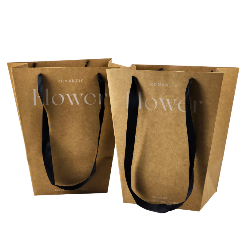 Custom Recyclable Kraft Trapezoidal Flower Paper Bag