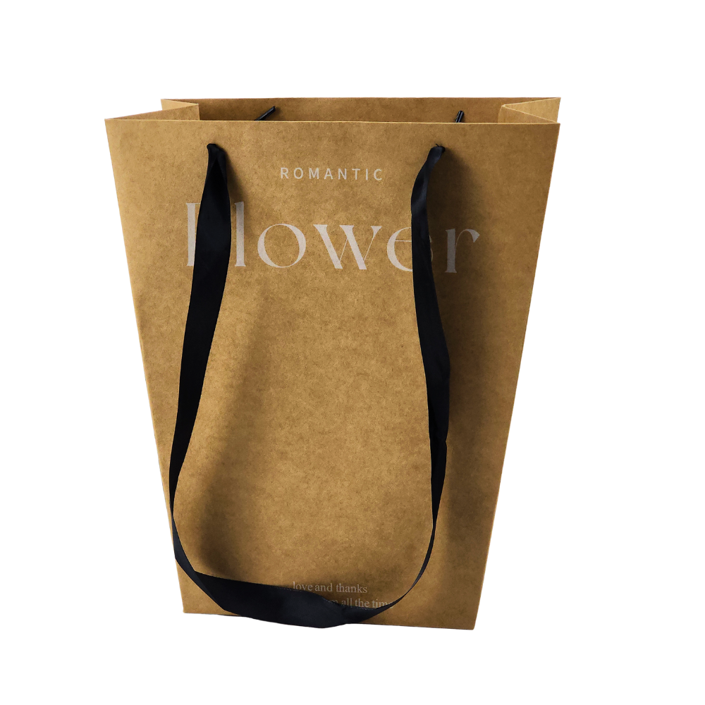 Custom Recyclable Kraft Trapezoidal Flower Paper Bag