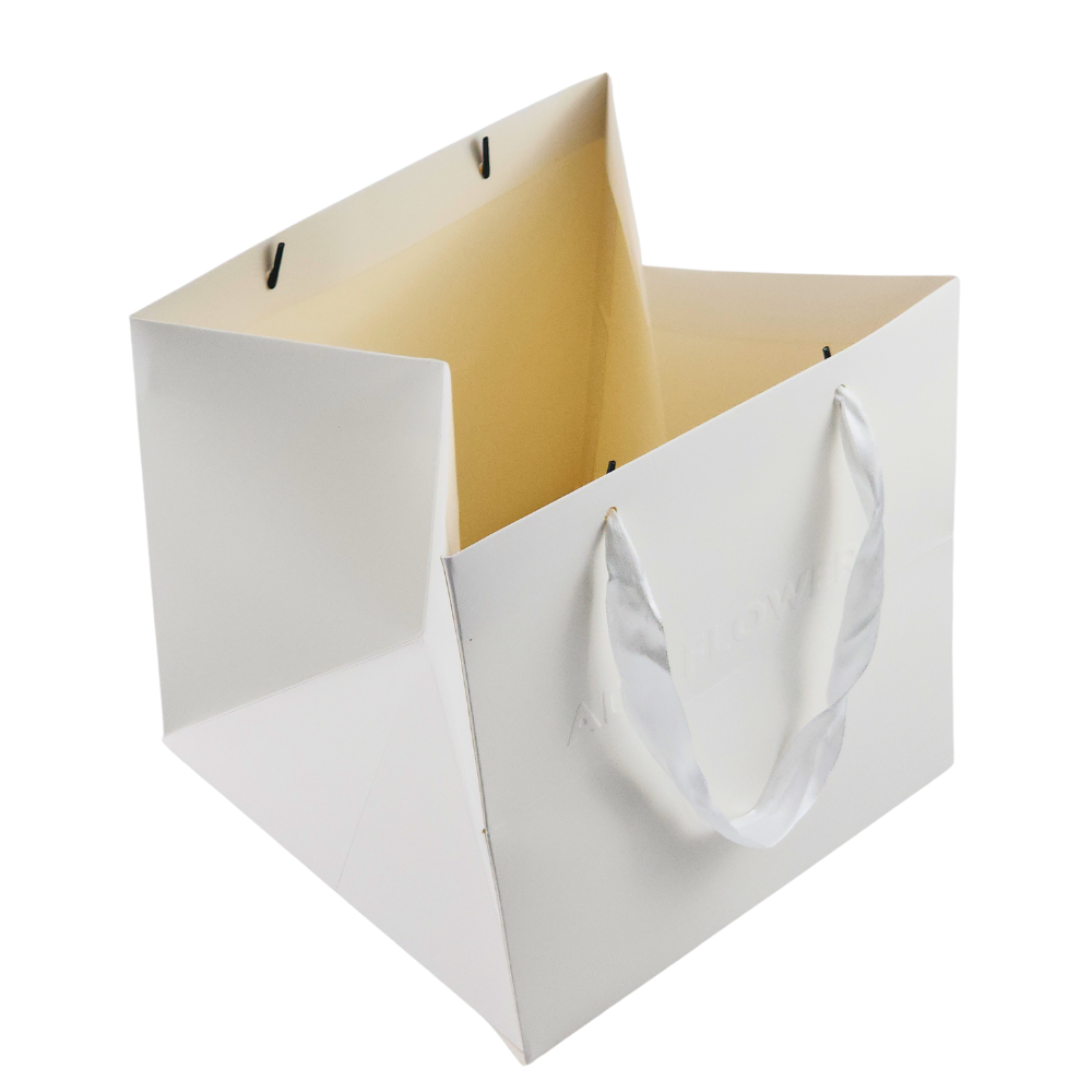 Custom White Embossed Logo Paper Bag