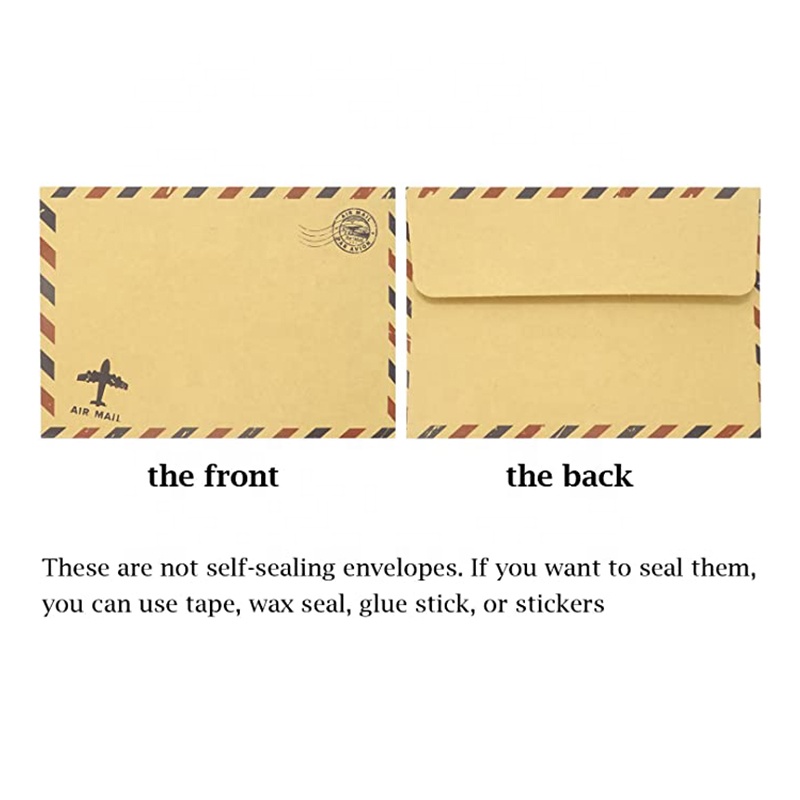 High Quality Customized Printing Airmail Antique Kraft Paper Mailer Envelope