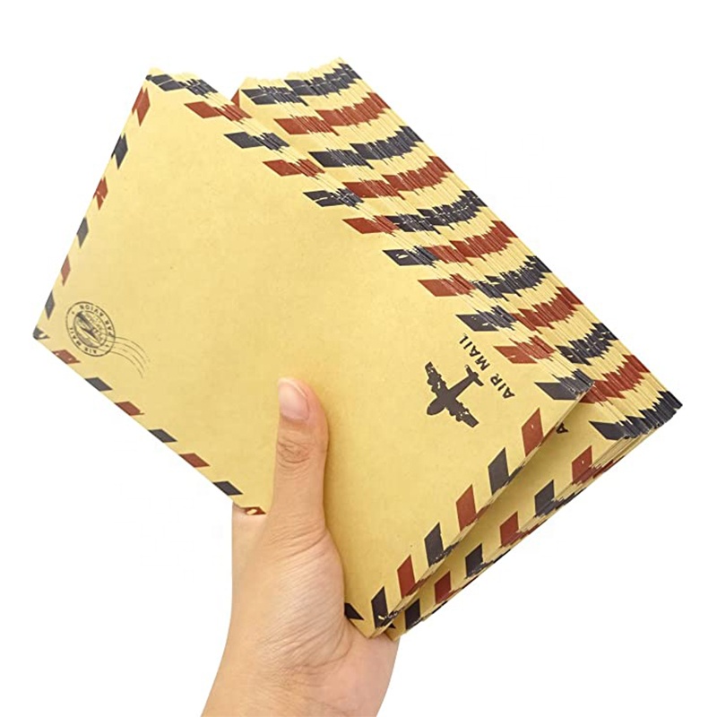 High Quality Customized Printing Airmail Antique Kraft Paper Mailer Envelope