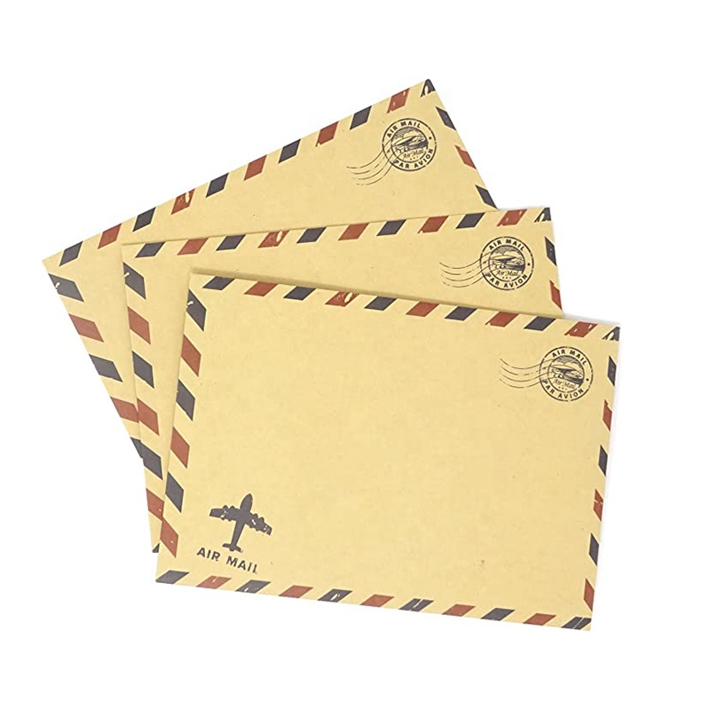 High Quality Customized Printing Airmail Antique Kraft Paper Mailer Envelope