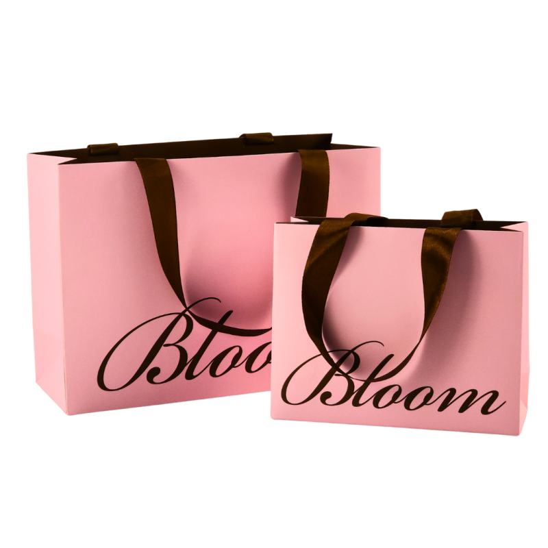 Luxury Custom Brand Logo Pink Paper Shipping Gift Bag