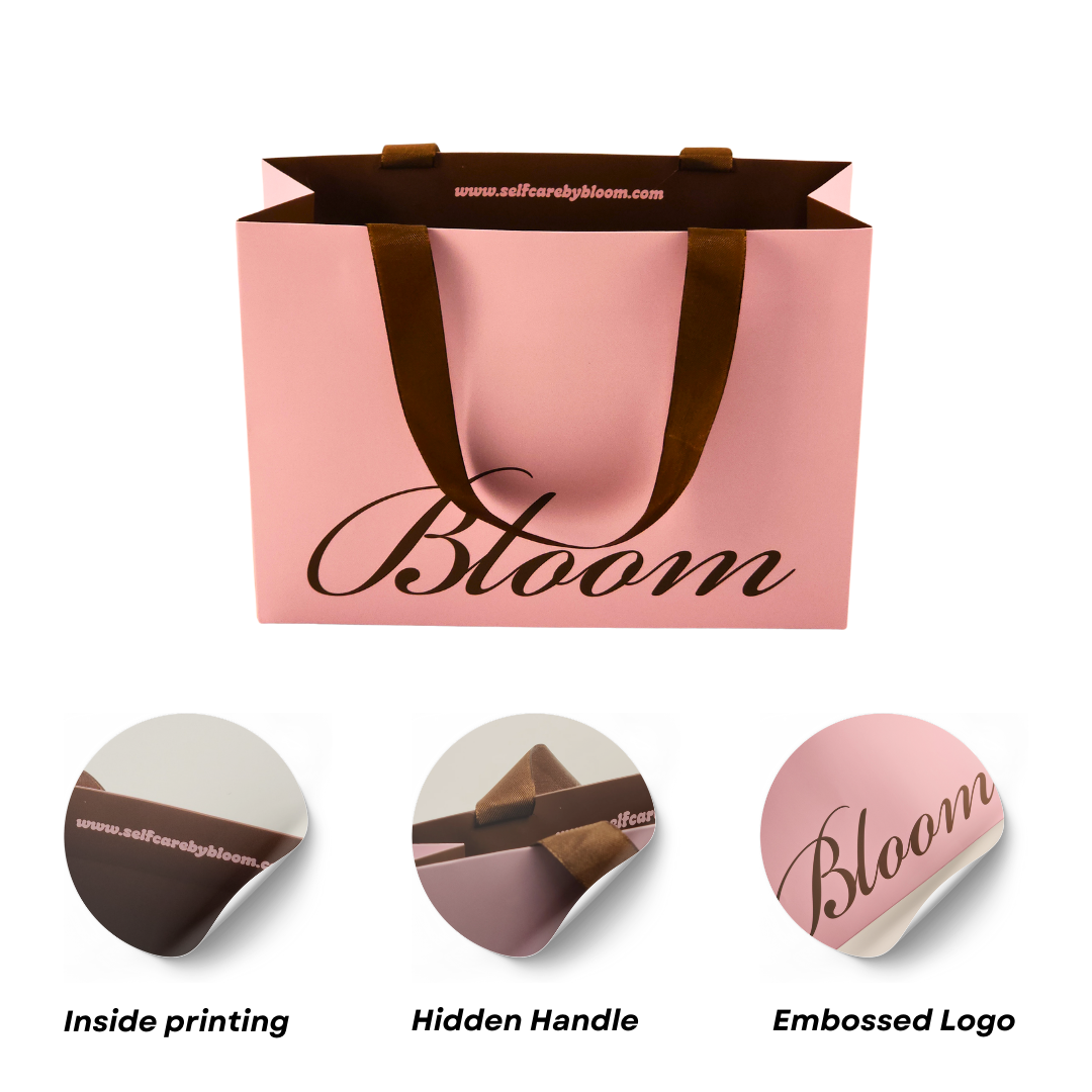 Luxury Custom Brand Logo Pink Paper Shipping Gift Bag