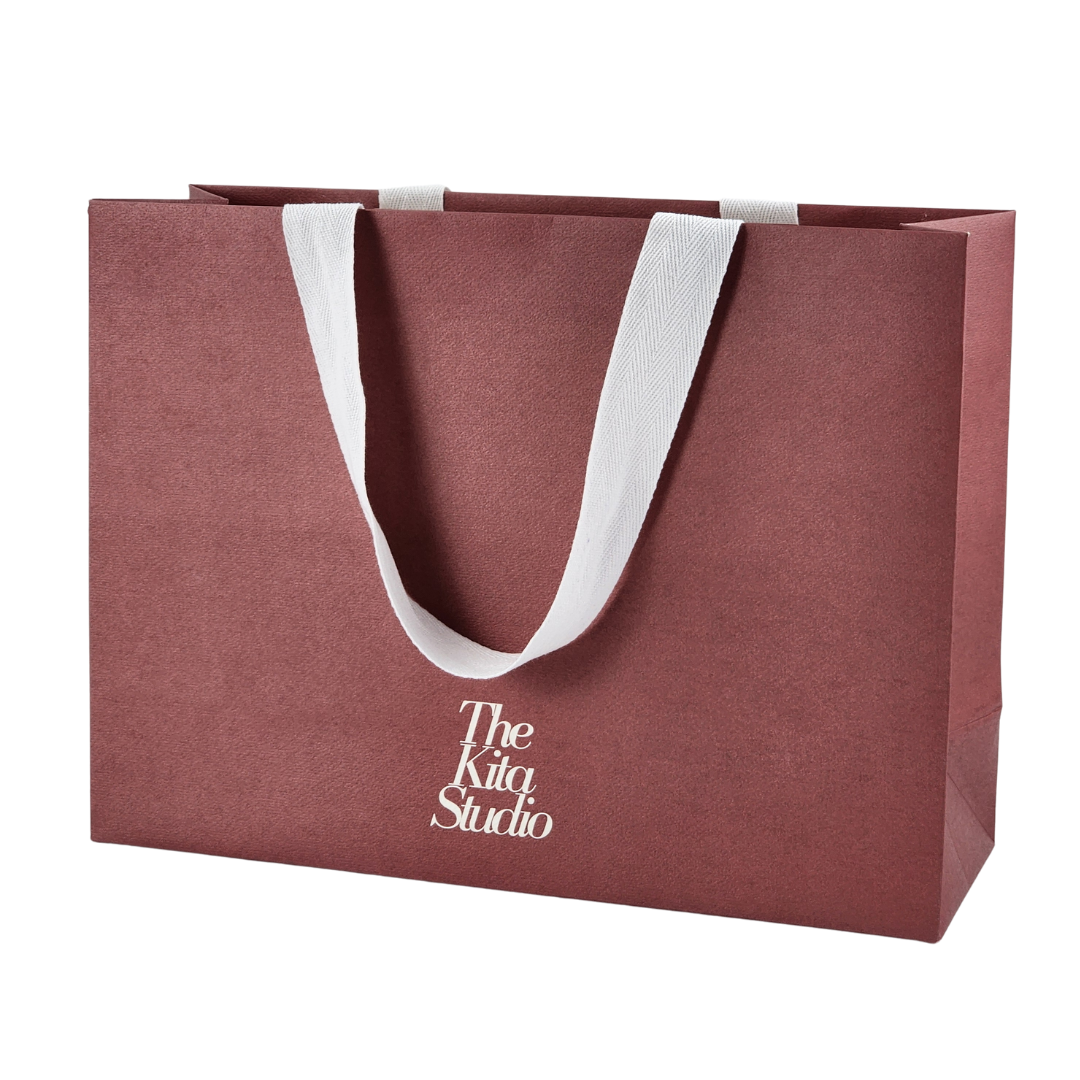 Luxury Custom Logo Art Textured Paper Gift Shopping Bag