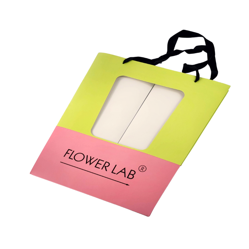Luxury Trapezoidal Paper Bags for Flower with Transparent PVC Window