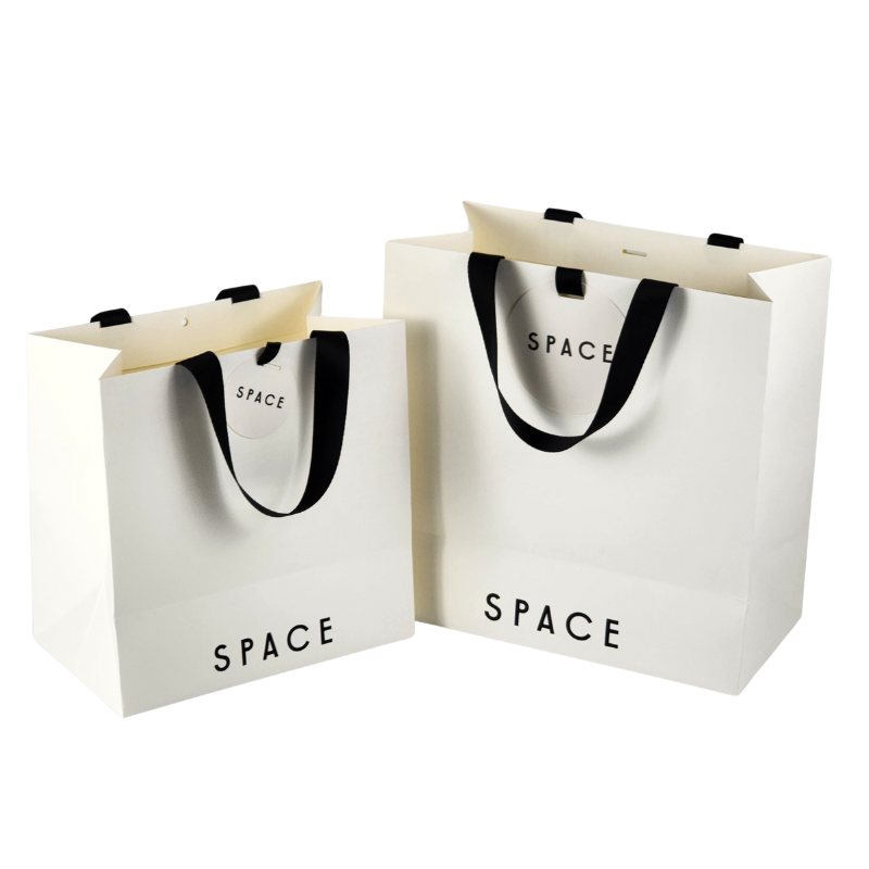 Luxury White Texture Art Paper Gift Euro Tote Shopping Bag