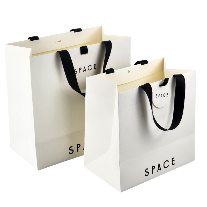 Luxury White Texture Art Paper Gift Euro Tote Shopping Bag
