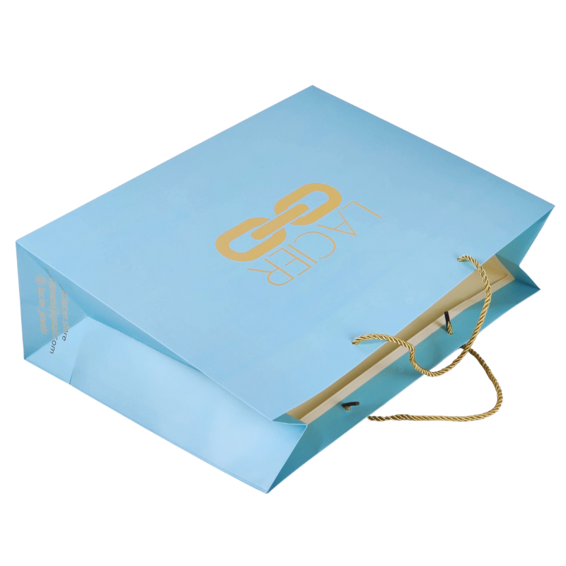 Wholesale OEM Blue Paper Shopping Gift Bag