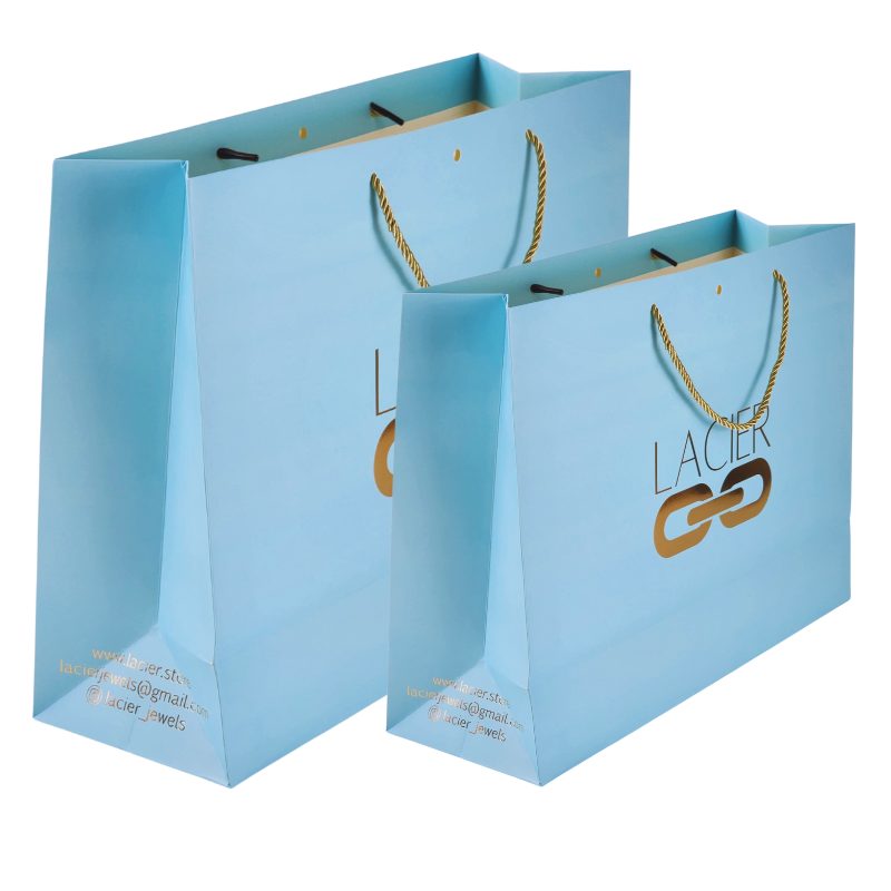 Wholesale OEM Blue Paper Shopping Gift Bag